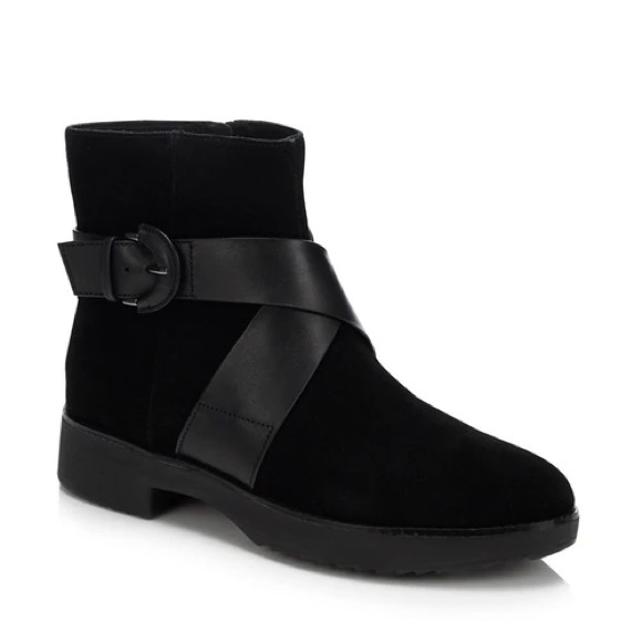 Fitflop Mona Suede Buckle Ankle Boot Women’s Size 8 Black - Picture 2 of 13